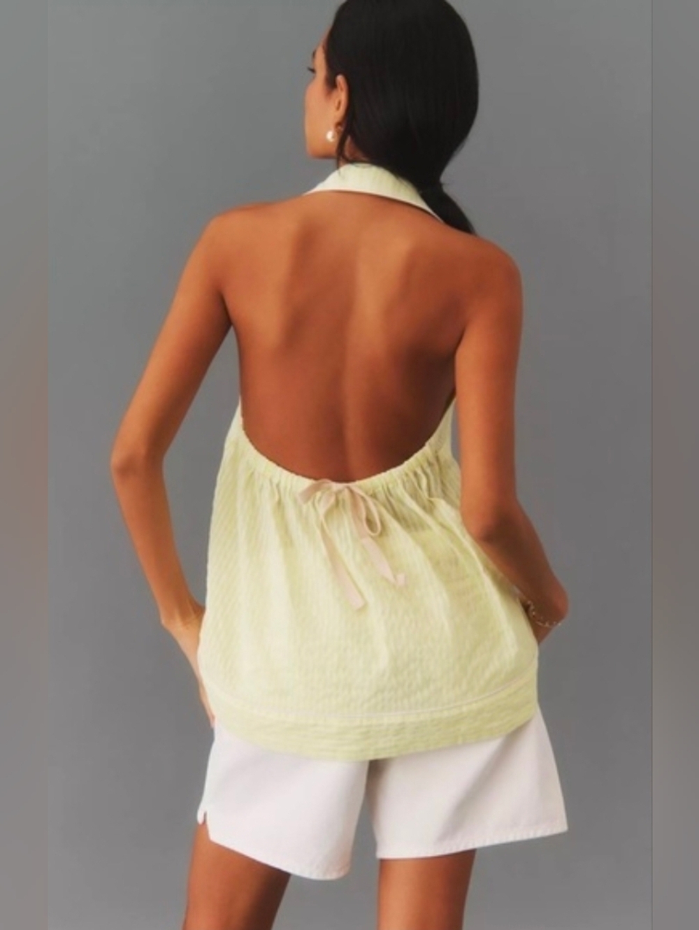 XSP By Anthropologie Button-Front Halter Swing Blouse NWT - Picture 3 of 5